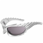 Balenciaga Eyewear BB0255S Sunglasses in Silver/Grey