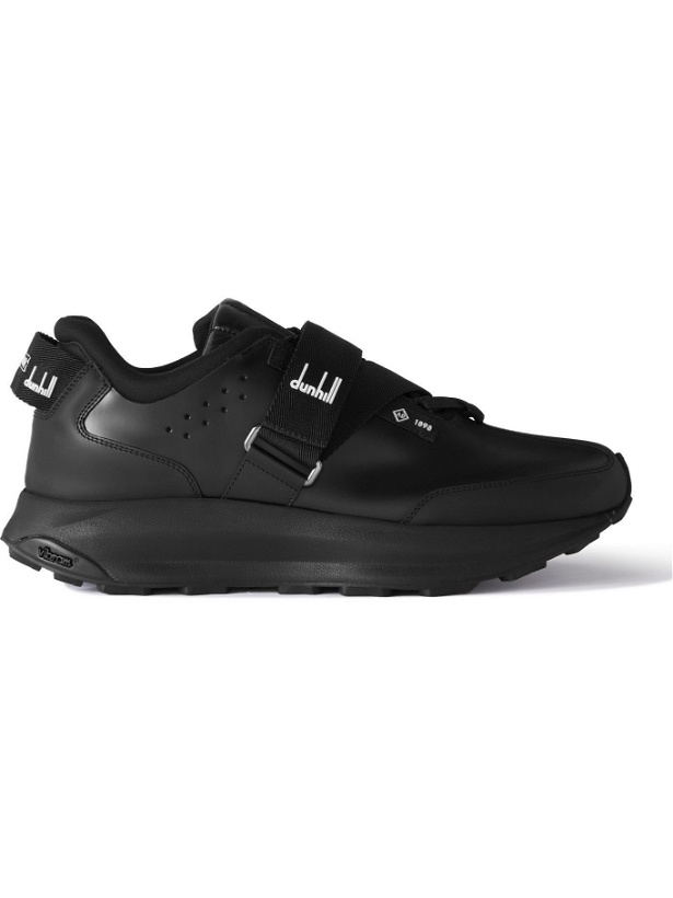 Photo: Dunhill - Aerial Runner Rubber-Trimmed Leather Sneakers - Black