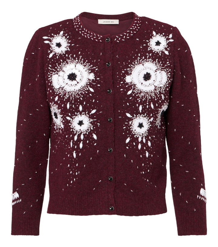 Photo: Jacques Wei Embellished floral wool-blend cardigan