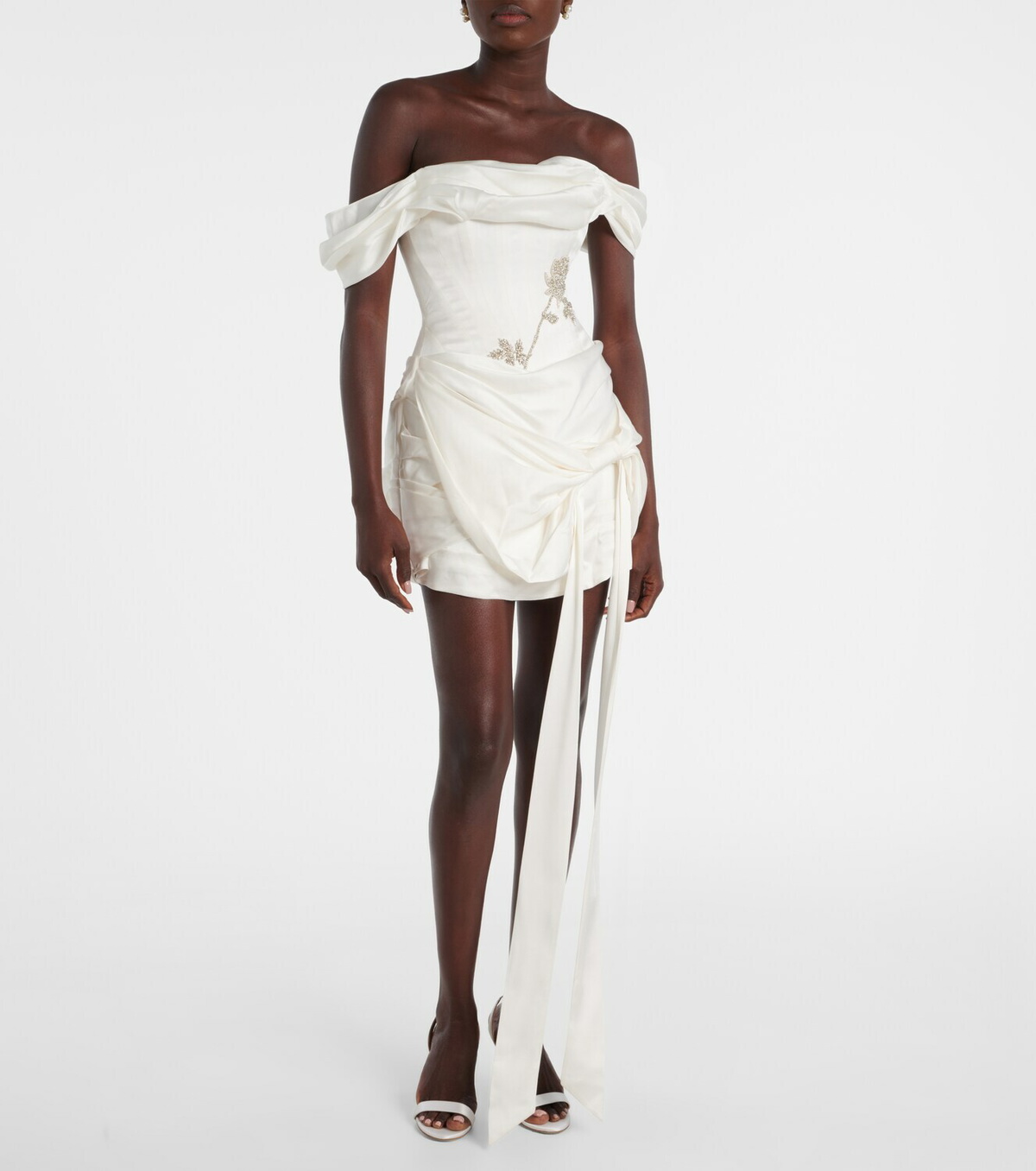 Clio Peppiatt Paloma beaded draped minidress