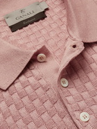 Canali - Slim-Fit Honeycomb-Knit Cotton Polo Shirt - Pink