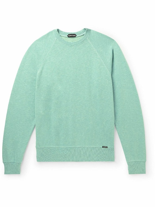 Photo: TOM FORD - Brushed Cotton-Blend Jersey Sweatshirt - Green