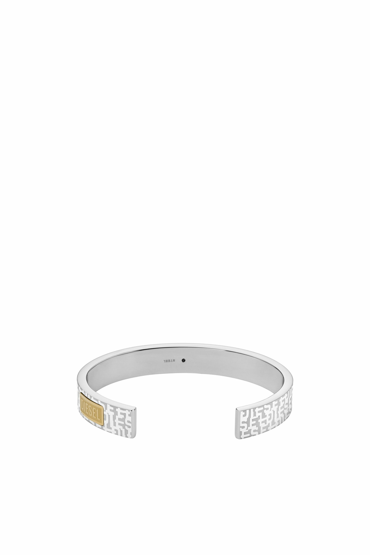 Diesel Font Two-Tone Cuff Bracelet - Bracelets - Unisex - Silver