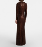 Self-Portrait Embellished gathered gown