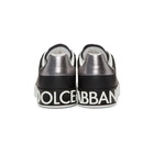 Dolce and Gabbana Black and Silver Portofino Logo Sneakers