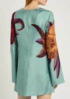 LA Double J Supremes Floral-print Silk Mini Dress Blue