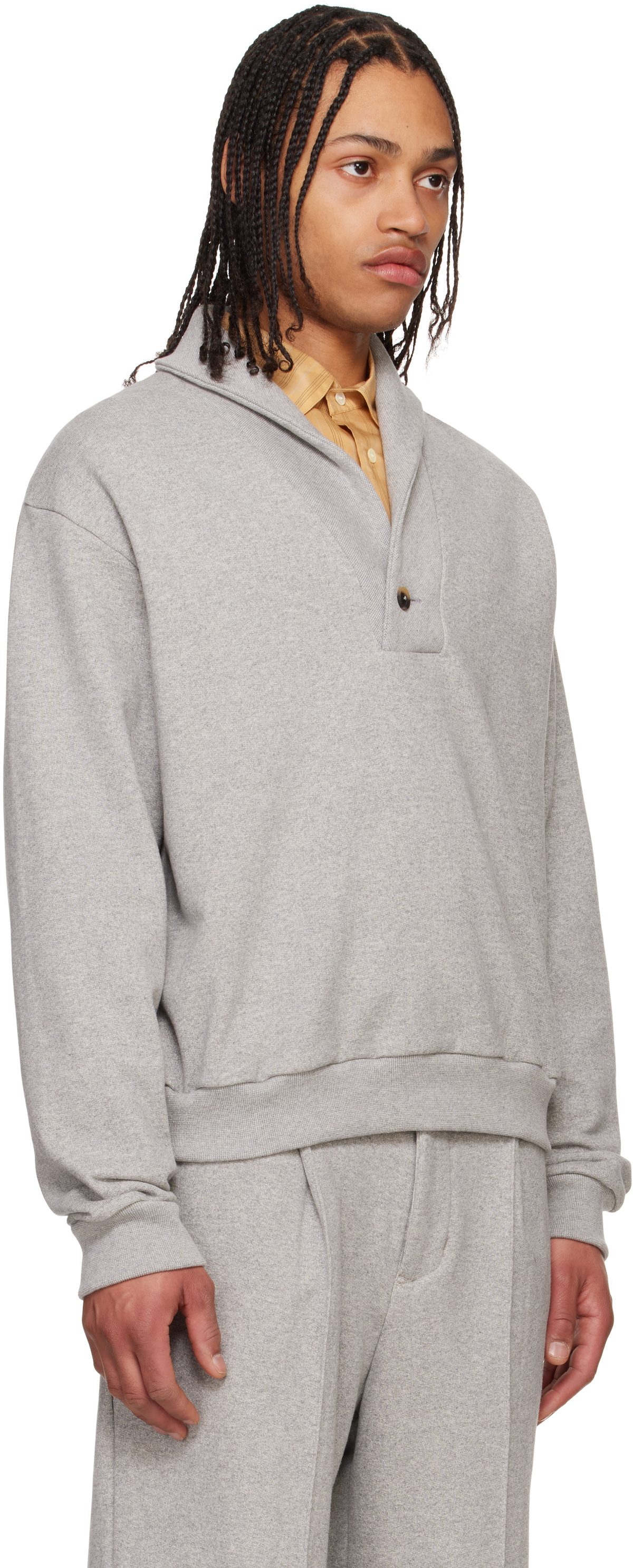 SOSHIOTSUKI Gray Shawl Collar Sweatshirt