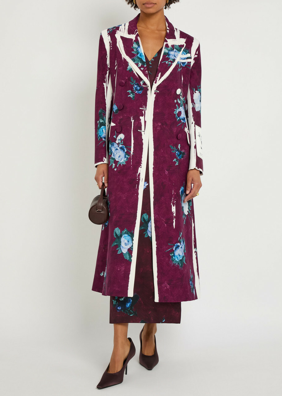 Erdem Floral-print Woven Coat Red