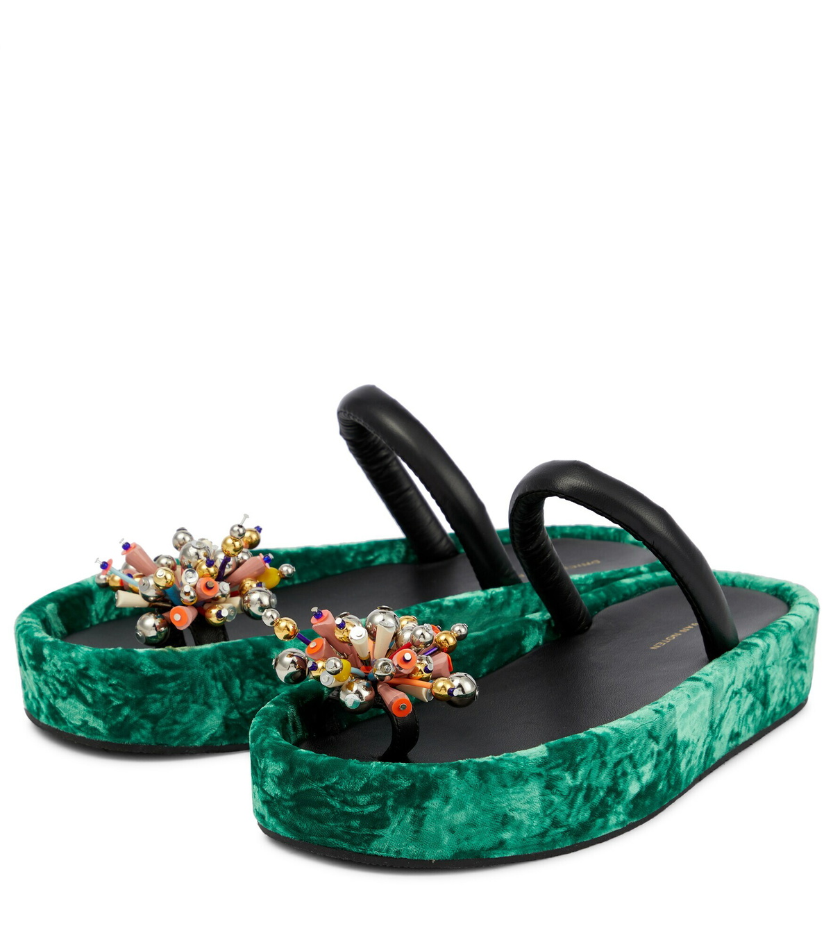 Dries Van Noten Embellished velvet platform sandals Dries Van Noten