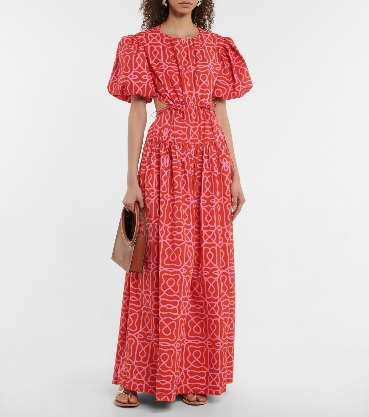 chinese dress ladies Agua by Agua Bendita Naranja Mimosa Print Maxi Dress – Sabrina's Closet main image 1