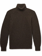 Drake's - Submariner Ribbed Wool Rollneck Sweater - Brown