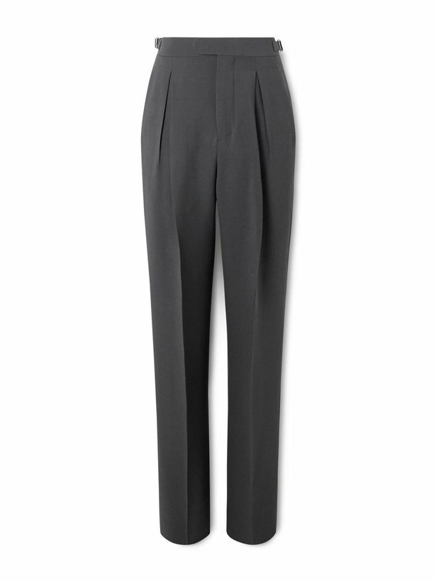 Photo: UMIT BENAN - Johnny Straight-Leg Silk and Wool-Blend Trousers - Gray