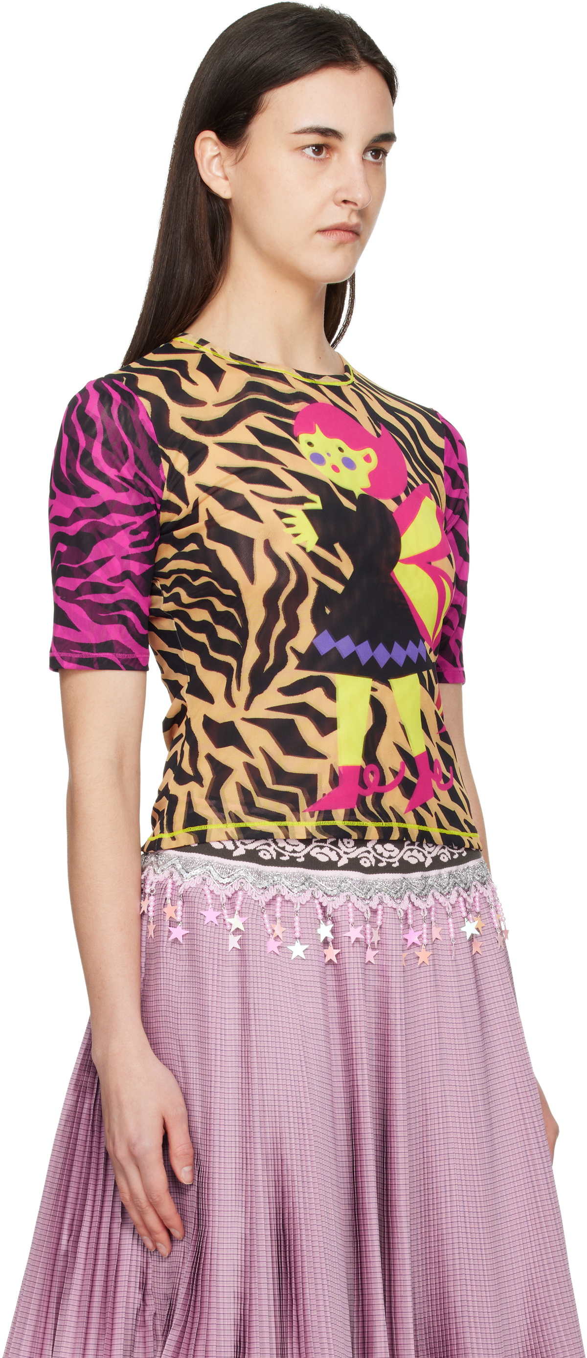 Chopova Lowena Multicolor Hairy Fairy Fitted Mesh Top