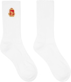 Rhude White Embroidered Chevron Crest Socks
