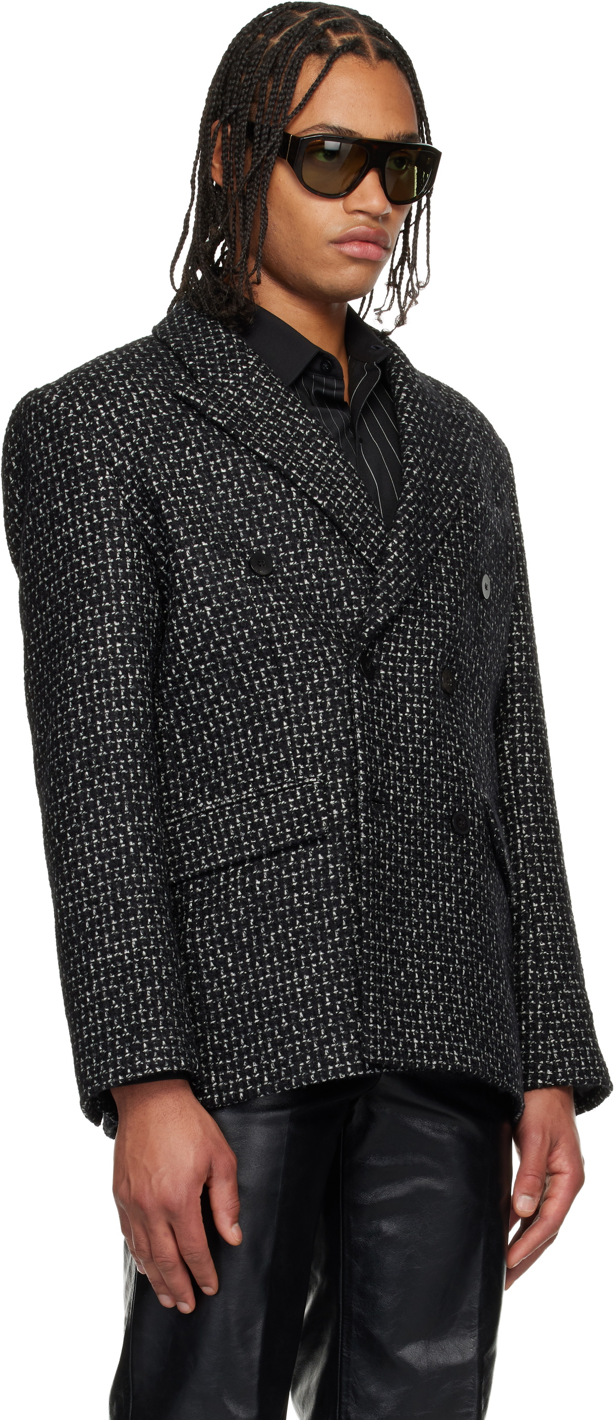 Ernest W. Baker Black Double-Breasted Blazer