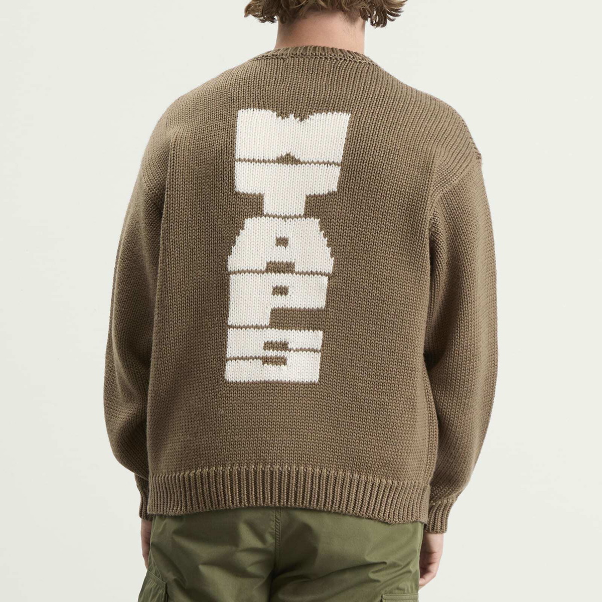 WTAPS Men's Intarsia Knit Sweater in Greige