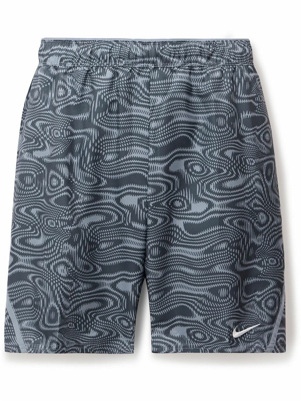 Photo: Nike Tennis - NikeCourt Victory Straight-Leg Logo-Embroidered Printed Dri-FIT Tennis Shorts - Blue