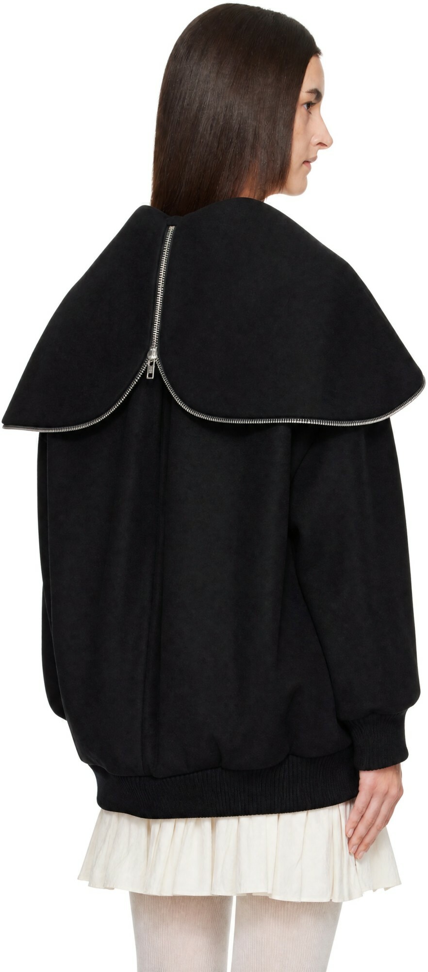 Simone Rocha Black Embellished Oversized Split Hood Jacket