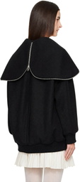Simone Rocha Black Embellished Oversized Split Hood Jacket
