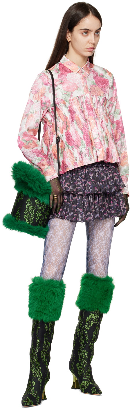 SHUTING QIU Black Floral Gloves