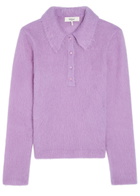 Chloe Brushed Knit Wool-blend Polo top Lilac