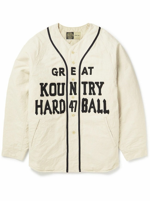 Photo: KAPITAL - Great Kountry Appliquéd Cotton and Linen-Blend Canvas Shirt - Neutrals