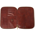 Brunello Cucinelli - Burnished Full-Grain Leather Pouch - Brown