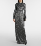 Erdem Sequined draped maxi dress