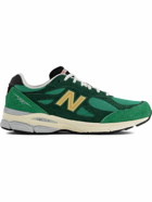 New Balance - MADE in USA 990v3 Mesh and Suede Sneakers - Green