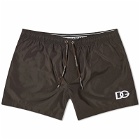 Dolce & Gabbana Men's Monogram Logo Swim Shorts in Brown