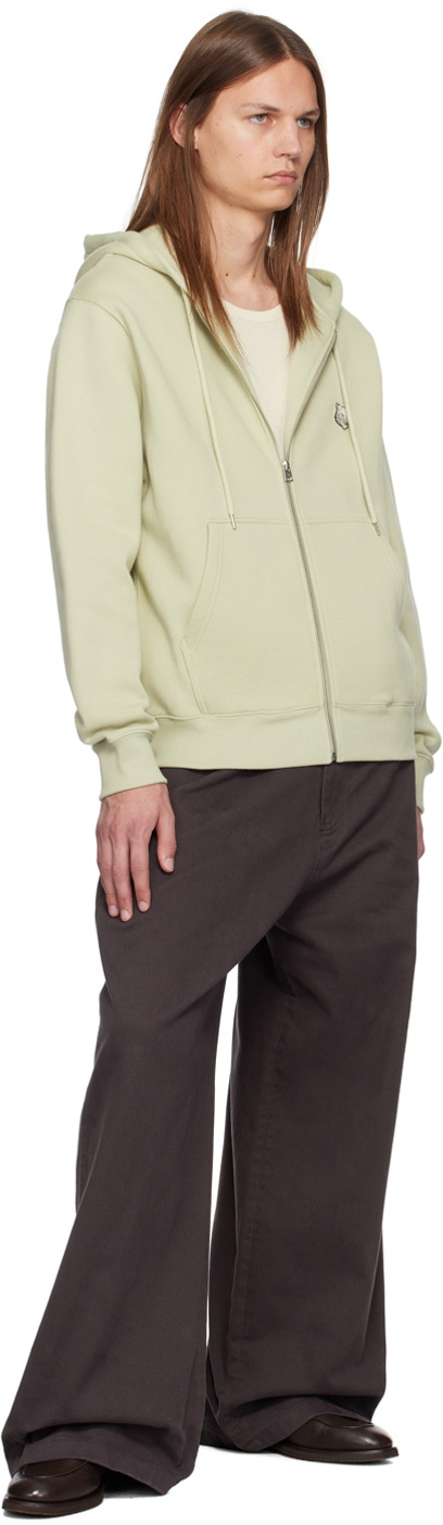 Maison Kitsuné Khaki Bold Fox Head Zipped Hoodie