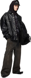 Balenciaga Black Oversized Pierced Leather Jacket