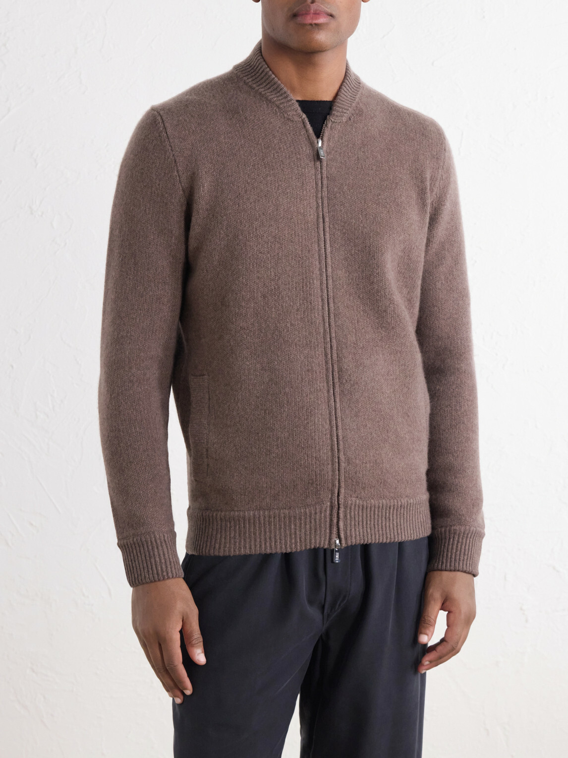 FEDELI - Berkley Wool and Cashmere-Blend Zip-Up Sweater - Brown