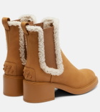 Tod's Shearling-trimmed suede Chelsea boots