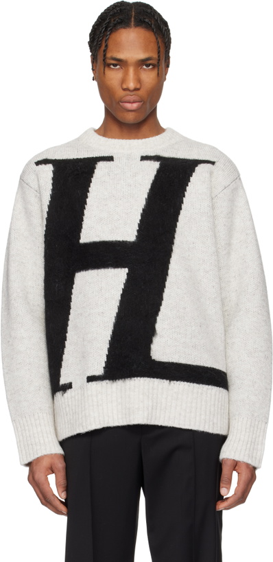 Photo: Helmut Lang Gray Brushed Logo Sweater
