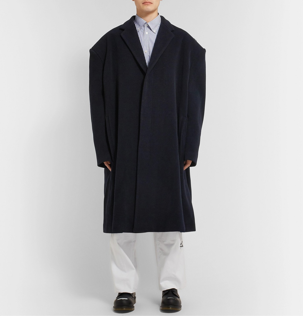 Raf Simons - Oversized Embellished Herringbone Wool-Blend Coat 