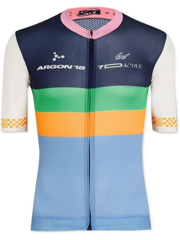 Photo: 7 DAYS ACTIVE - Argon 18 Colour-Block Recycled Cycling Jersey - Blue