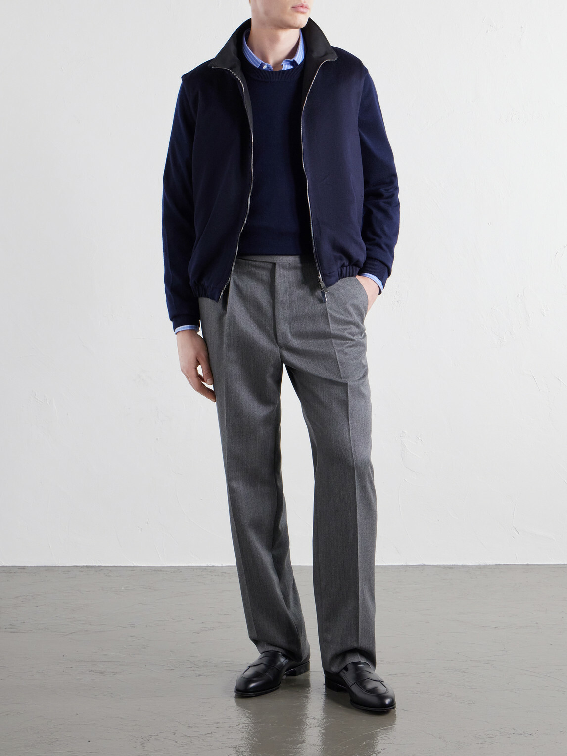 Stòffa - Reversible Brushed-Cashmere Gilet - Blue