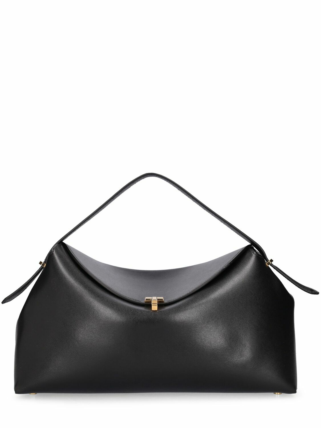 Totême Scoop Palmellata Leather Shoulder Bag in Black