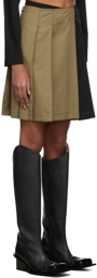 Helenamanzano Khaki & Black Pleated Wrap Short Skirt
