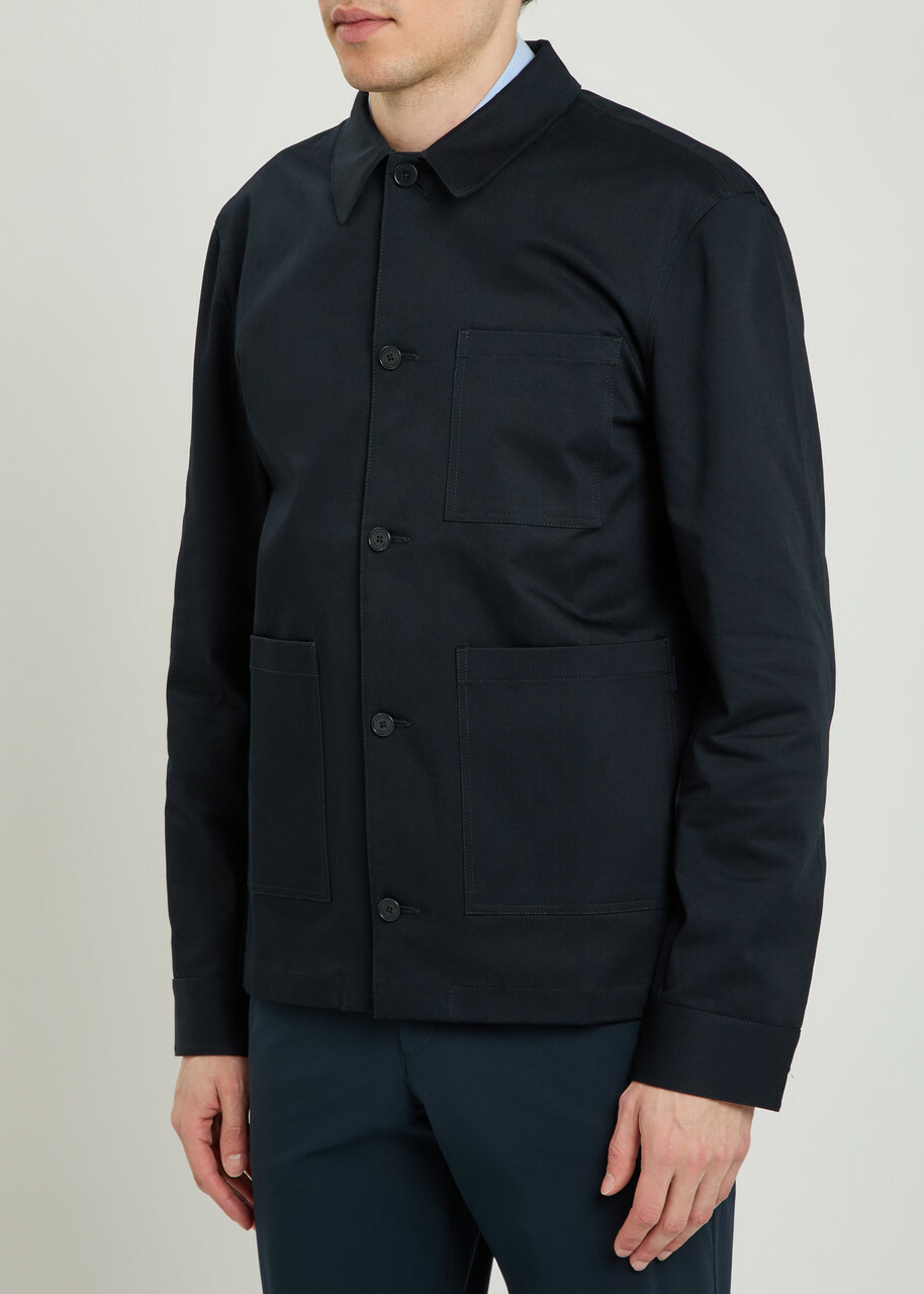 Lestrange Coach Patch Pocket Stretch-cotton Overshirt Navy