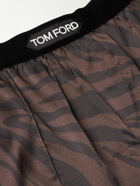 TOM FORD - Straight-Leg Velvet-Trimmed Printed Silk-Blend Pyjama Trousers - Brown