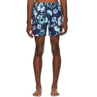 Boss Blue and White Piranha Swim Shorts