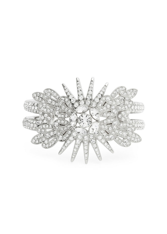Photo: Rabanne Floral Crystal-embellished Bracelet - Silver - One Size