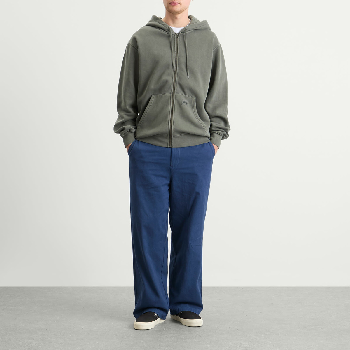 Stan Ray Men's Patch Zip Hoodie in Washed Black