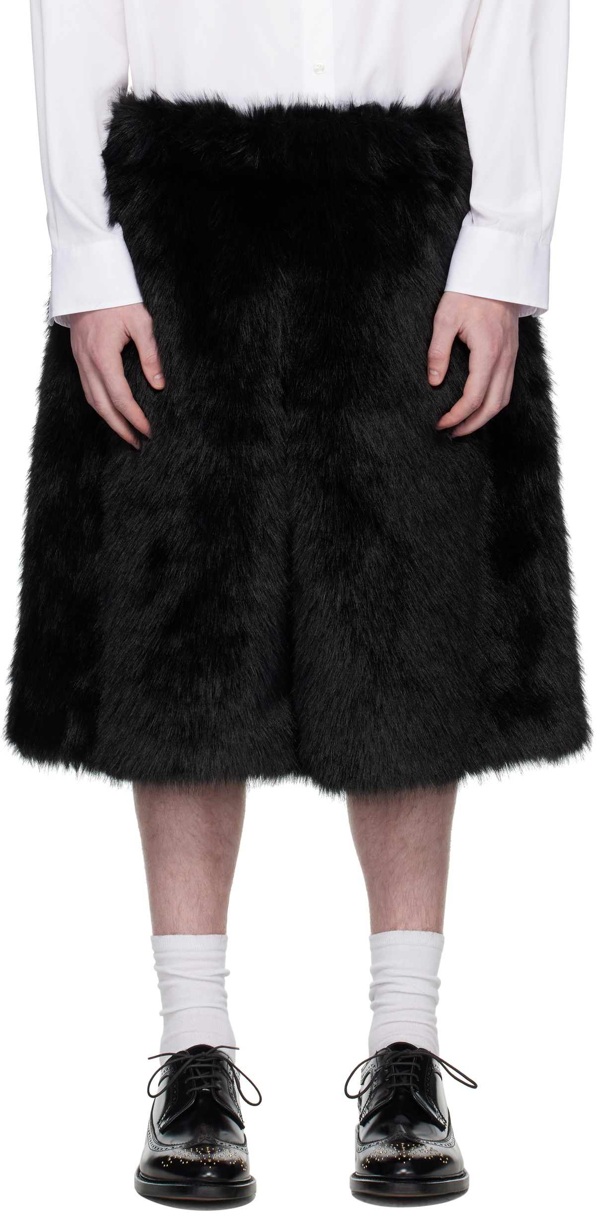 Simone Rocha SSENSE Exclusive Black Faux-Fur Shorts