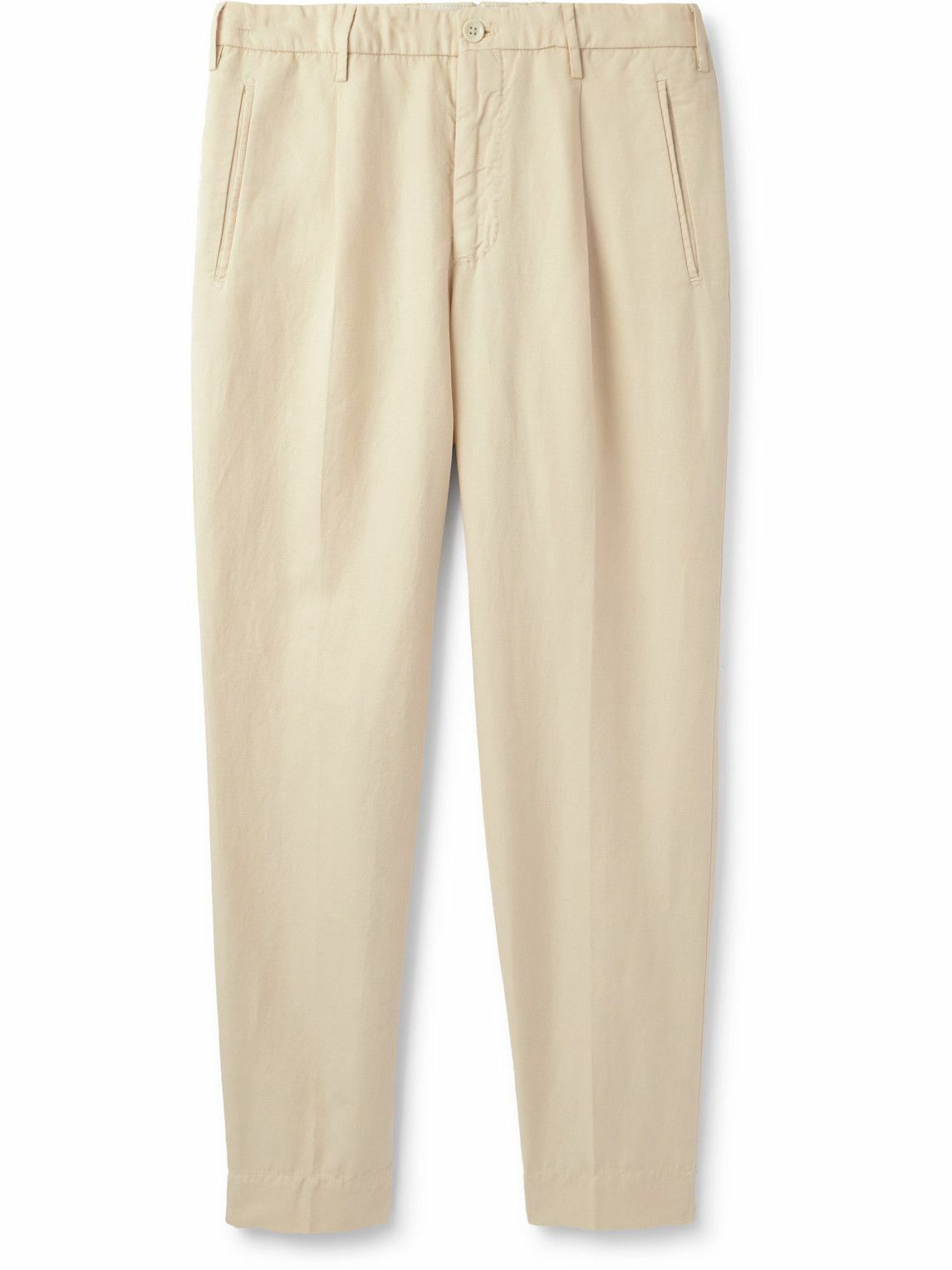 Photo: Incotex - Tapered Cropped Pleated Chinolino Trousers - Neutrals