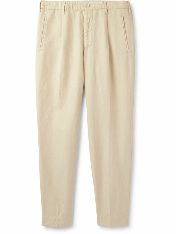 Photo: Incotex - Tapered Cropped Pleated Chinolino Trousers - Neutrals