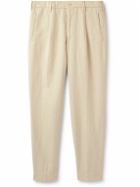 Incotex - Tapered Cropped Pleated Chinolino Trousers - Neutrals