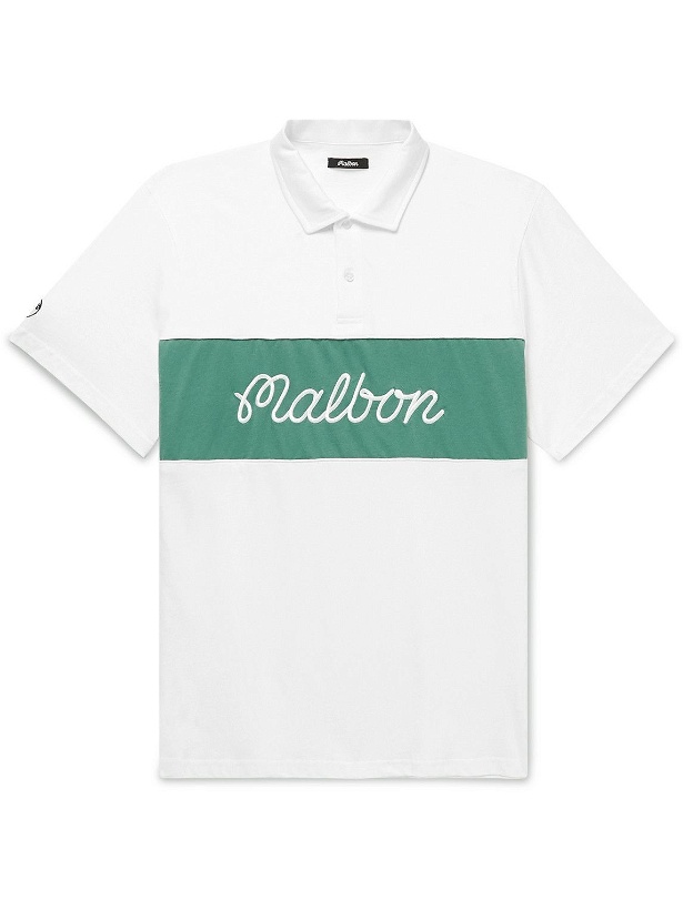 Photo: Malbon Golf - Logo-Embroidered Colour-Block Cotton-Jersey Golf Polo Shirt - White